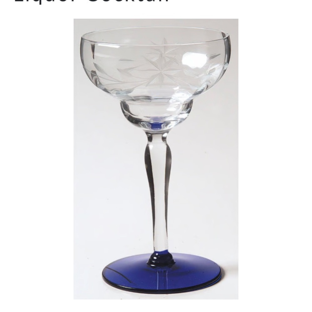 Weston Cobalt Blue Champagne/Sherbet / Cocktail Stem GlassesGoblets (4) VTG